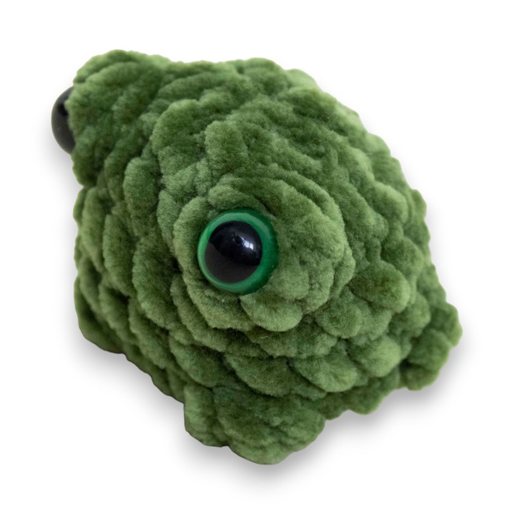 Плюшена плетена играчка жаба, Миринка, ръчна изработка, 5 см