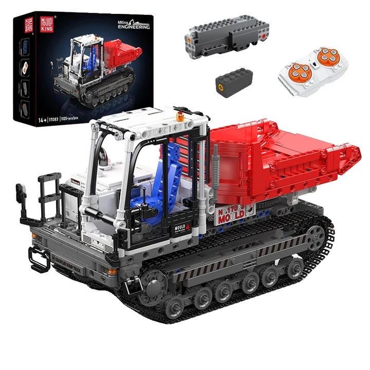 Camion cu senile, control de la distanta, design realist, set de asamblare 1105 piese, cutie originala