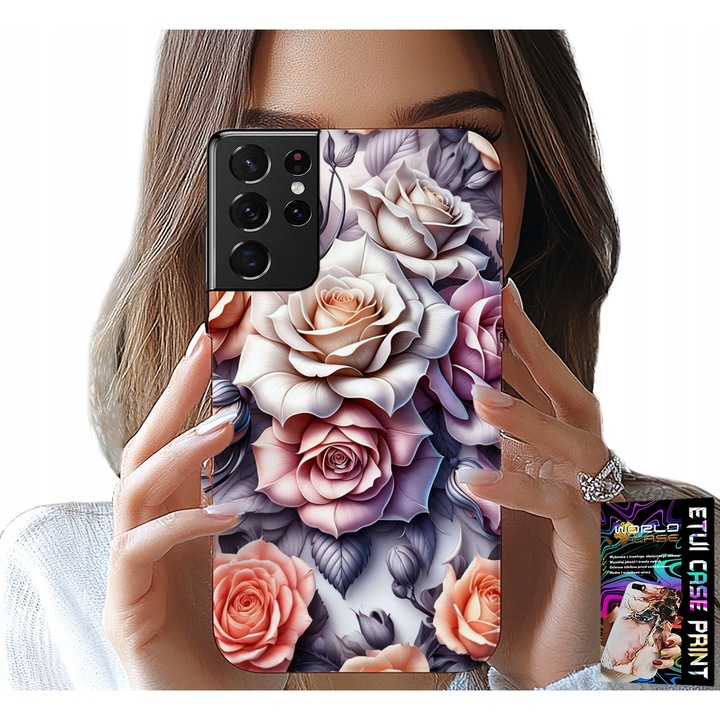 TOK SAMSUNG GALAXY S21 Ultra-hoz - VIRÁG MINTÁS RÓZSA VIRÁGOK TOK