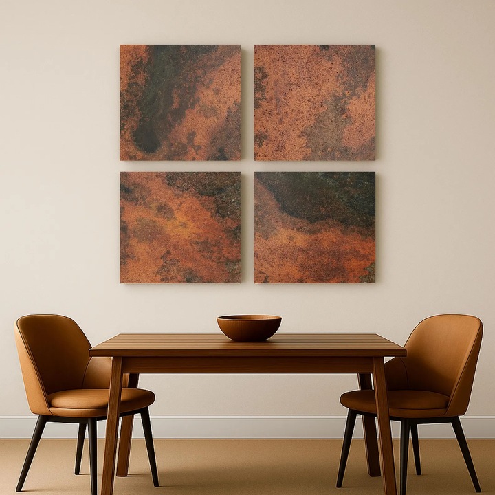 Set 4 Panouri Decorative CopperAndCraft, Cupru Autentic, Multicolor, 60x60cm fiecare