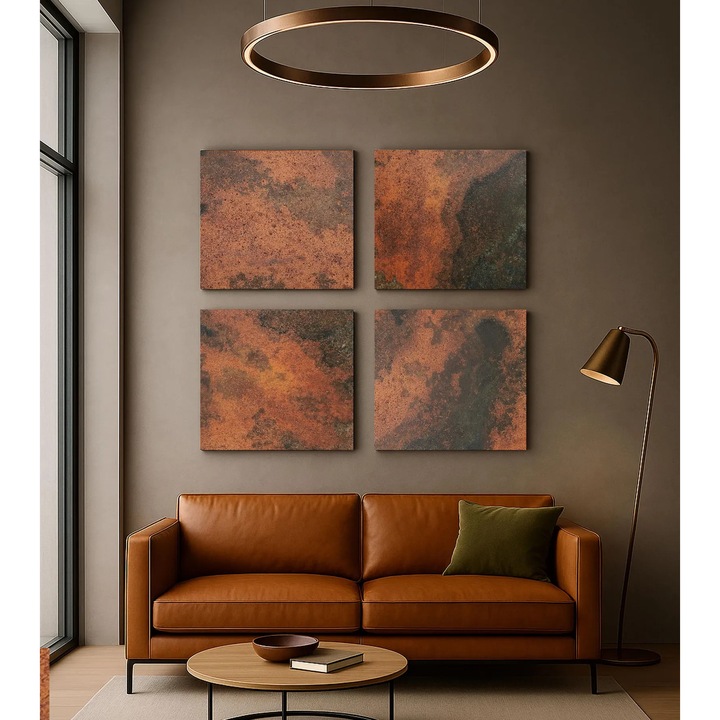 Masszív Réz Fali Panelek – Kézzel Készített Készlet Akcentusfalakhoz – Rusztikus Modern Dekoratív Művészet Exkluzív Otthonokba, Kereskedelmi Helyiségekbe és Irodákba