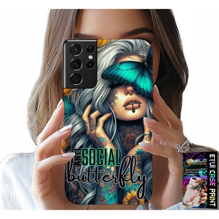 TOK SAMSUNG GALAXY S21 Ultra - ANTI SZOCIÁLIS, PILLANGÓ, ANYAPILLANGÓ, NŐ