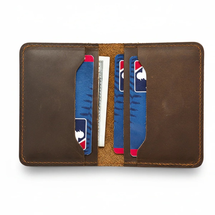 Portofel mic piele naturala crazy horse retro Clas 2 Busy Lady & Gentleman maro