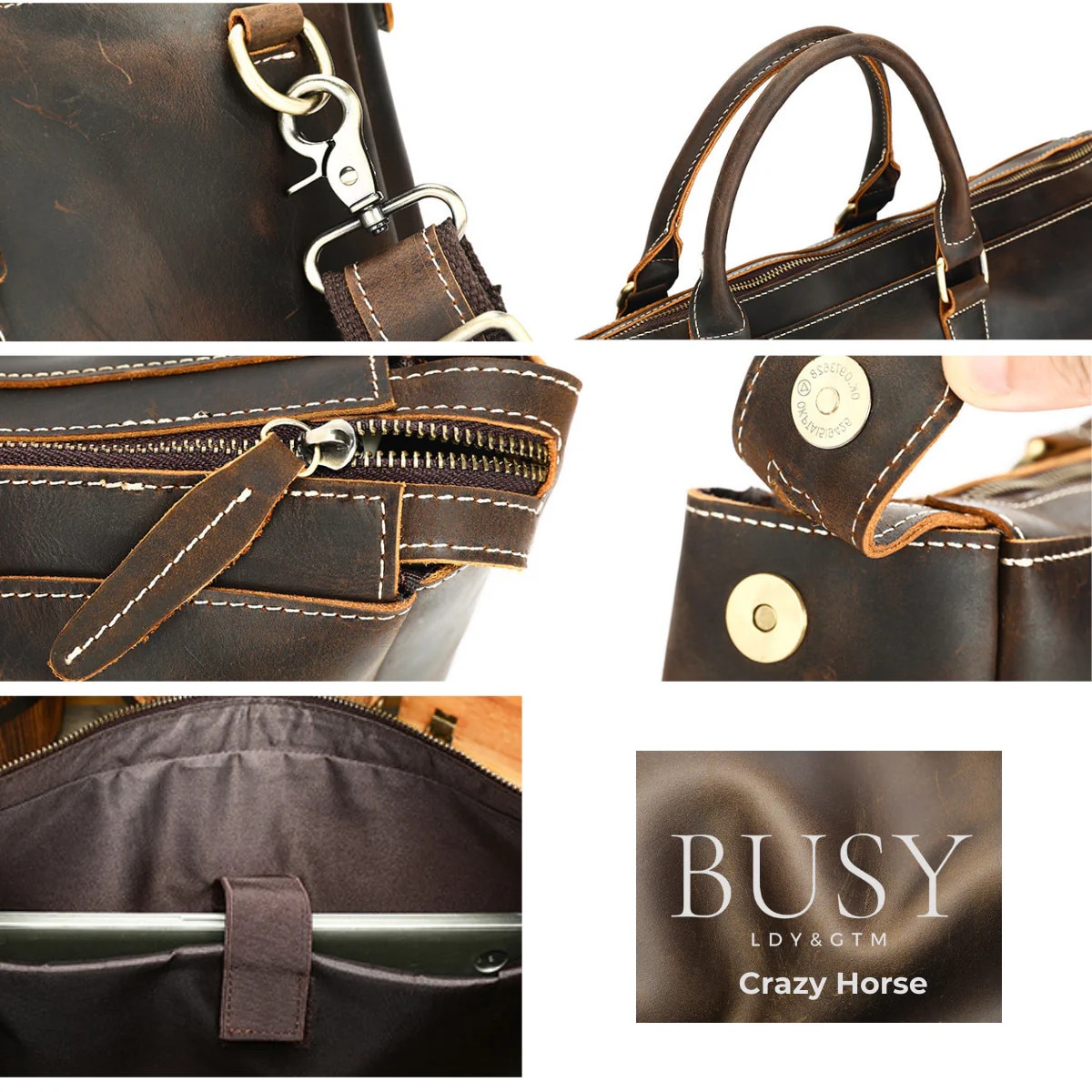 Geanta laptop 17inch, piele naturala Crazy Horse, retro business, Legacy XL, maro