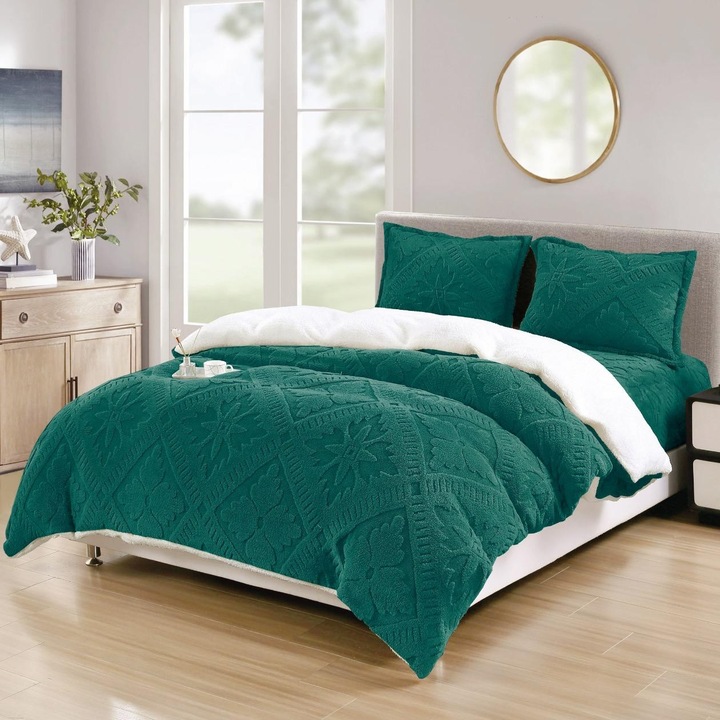 Set Lenjerie de Pat Cocolino Premium – 4 Piese cu Elastic, 180x200 cm + Husa Pilota 200x230 cm, Ultra-Moale si Calduros, Design Modern, Ideal pentru Sezonul Rece