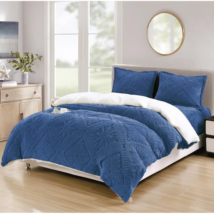 Set Lenjerie de Pat Cocolino Premium 4 Piese, Elastic, Modern, 180x200 cm + Husa Pilota 200x230 cm, Multicolor