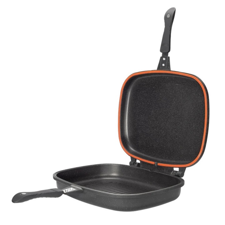 Tigaie grill dublu Neoklein NK-IDGR36, aluminiu, negru, 36 cm