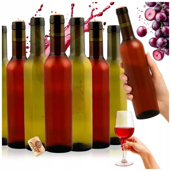 Üvegpalack készlet dugóval, SuperButelki, Bordeaux, 375 ml, Ideális likőrök, borok és italok számára, Ajándékötlet, Tartós, Kiváló minőségű, Üvegből, 26.4 x 5.8 cm, 270 g, Átlátszó, 50 darab