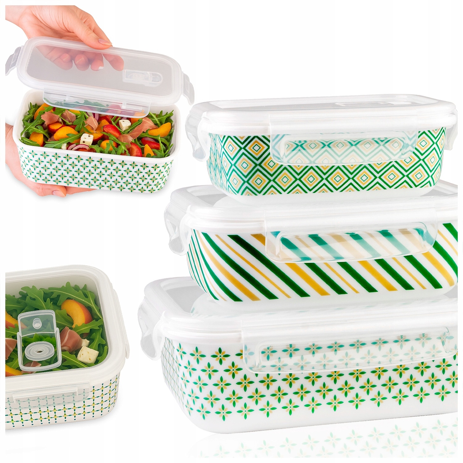 Cutie de pranz bento, 4 compartimente, sigilata, multicolor, 20.5