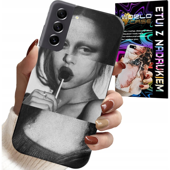 Caz pentru Samsung Galaxy S21, World Case, Mona Lisa cu designuri lollipop, silicon, multicolor