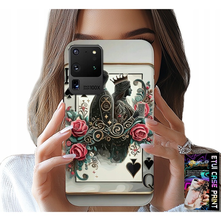 ETUI PENTRU SAMSUNG GALAXY S20 Ultra - KING'S CARD POKER CARD + FOLIA