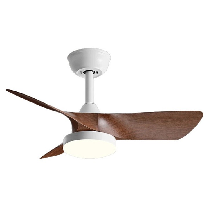 Вентилатор за таван с лампа, дистанционно управление, бял/кафяв