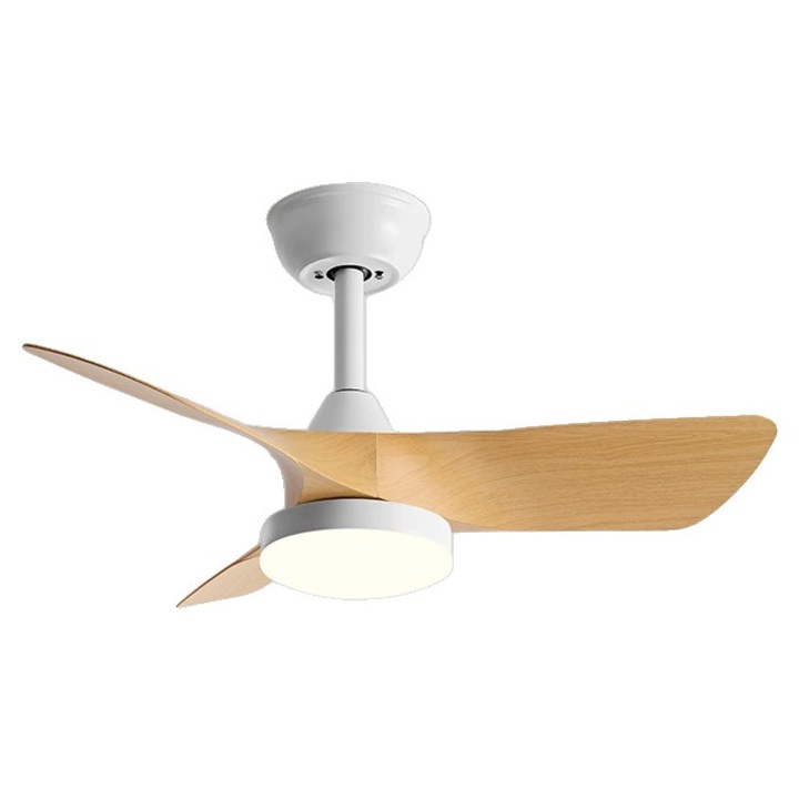 Вентилатор за таван с лампа, дистанционно управление, бял/кафяв