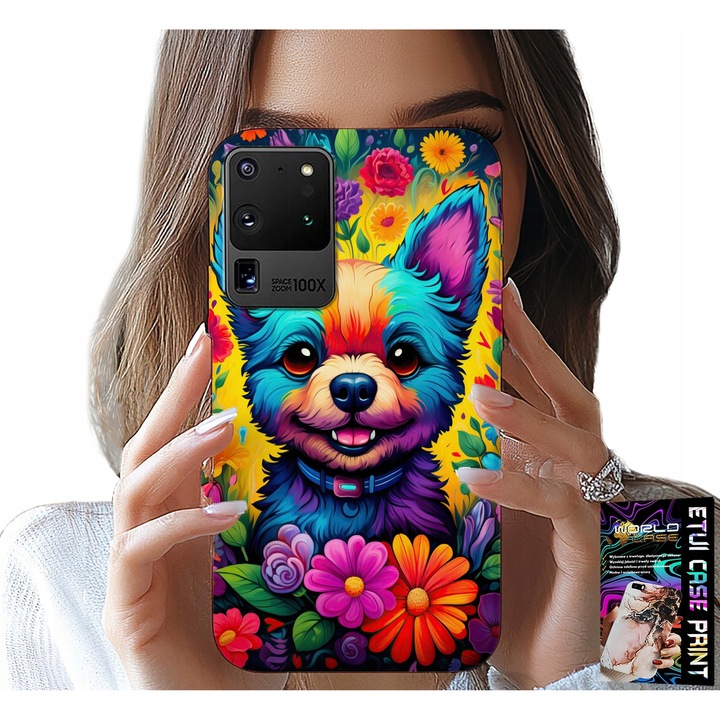 TOK SAMSUNG GALAXY S20 Ultra - VIRÁG MINTÁS YORKIE KUTYA FÜL