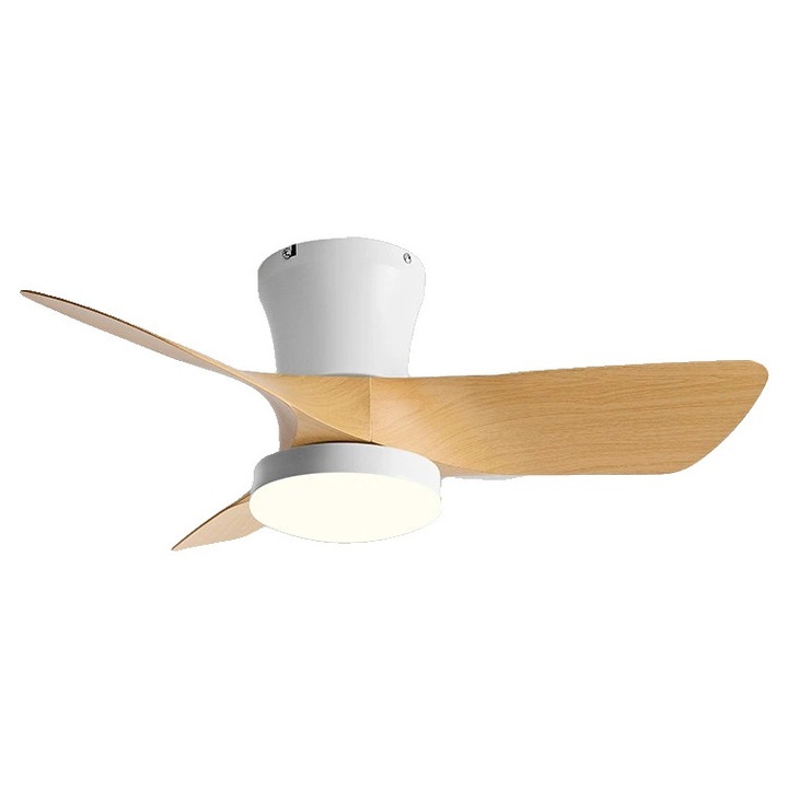 Вентилатор за таван с лампа, дистанционно управление, бял/кафяв