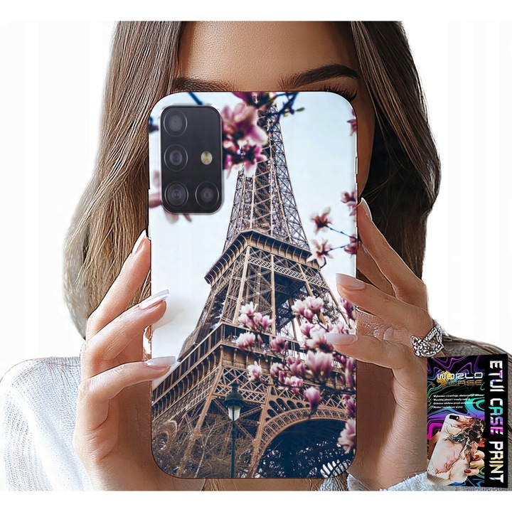 Telefontok, World Case, Samsung Galaxy A71, szilikon, Eiffel-torony design, 0,2cm