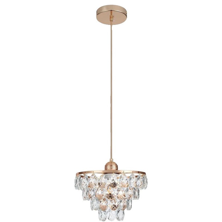 Плафониера, кристален дизайн, повърхностен монтаж, розово злато, без крушка