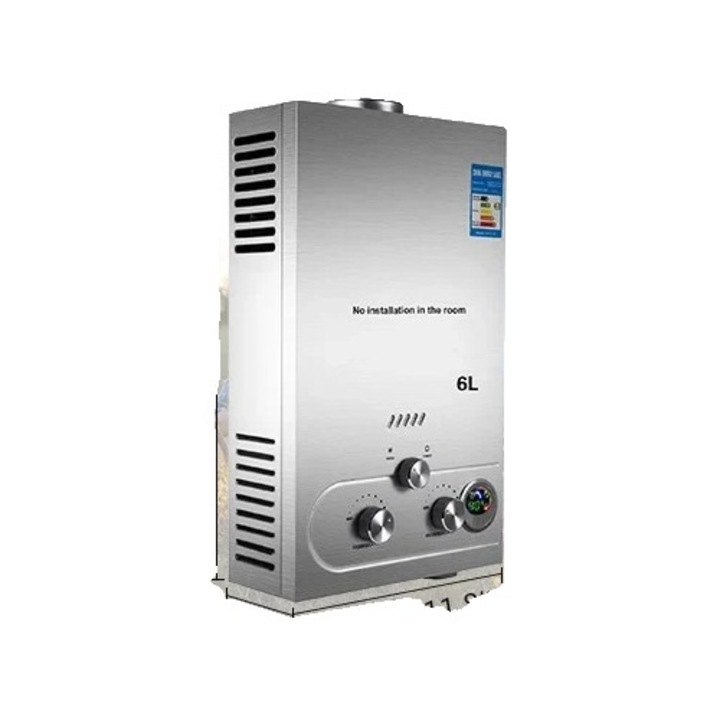Incalzitor instant apa calda, 6 L, 12KW, design montat pe perete, otel inoxidabil