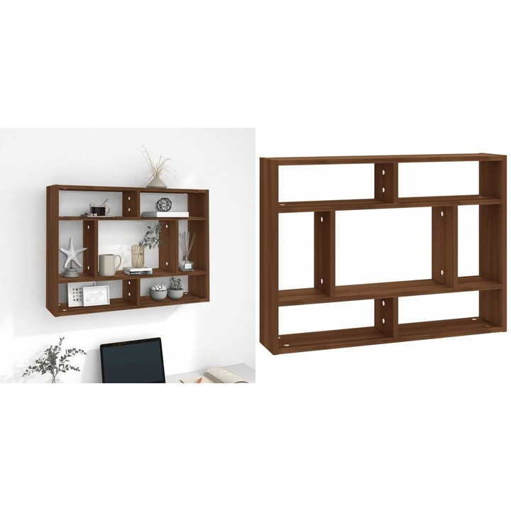 Raft de perete, stejar maro, 75x16x55 cm, lemn compozit