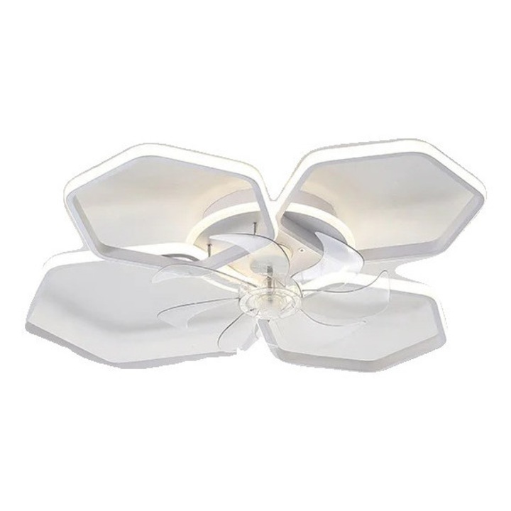 Вентилатор с осветление, B-White, 4 глави, дистанционно управление, димируем, 110V