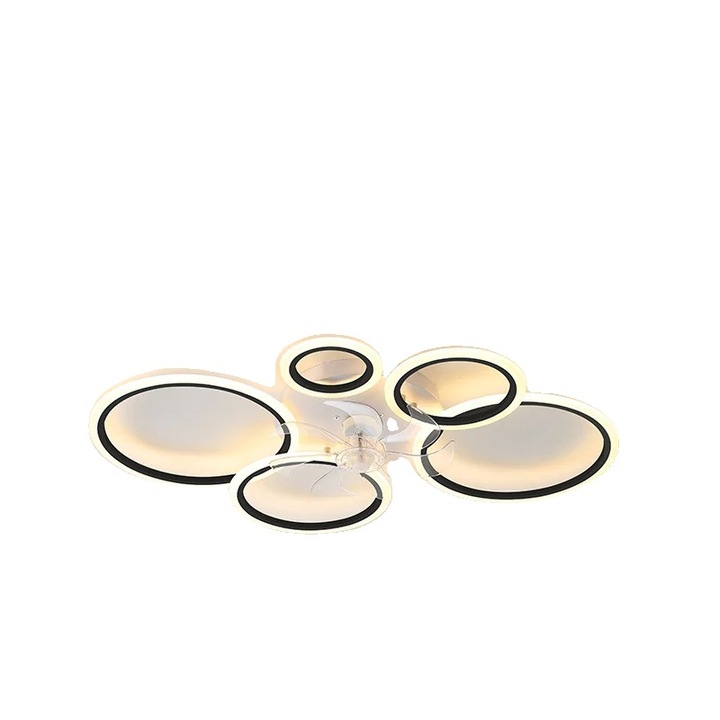 Вентилатор за таван с осветление, 5 източника на светлина, черен, дистанционно управление, 110V