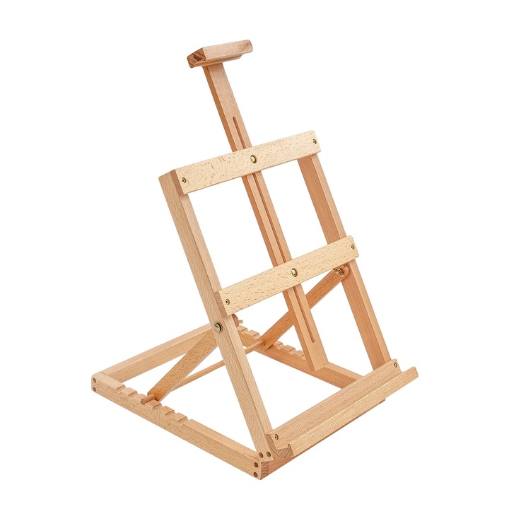 Bükkfa festőállvány, állítható magasságú, robusztus szerkezet, Burlywood színű, állítható méretek (38-80 cm)