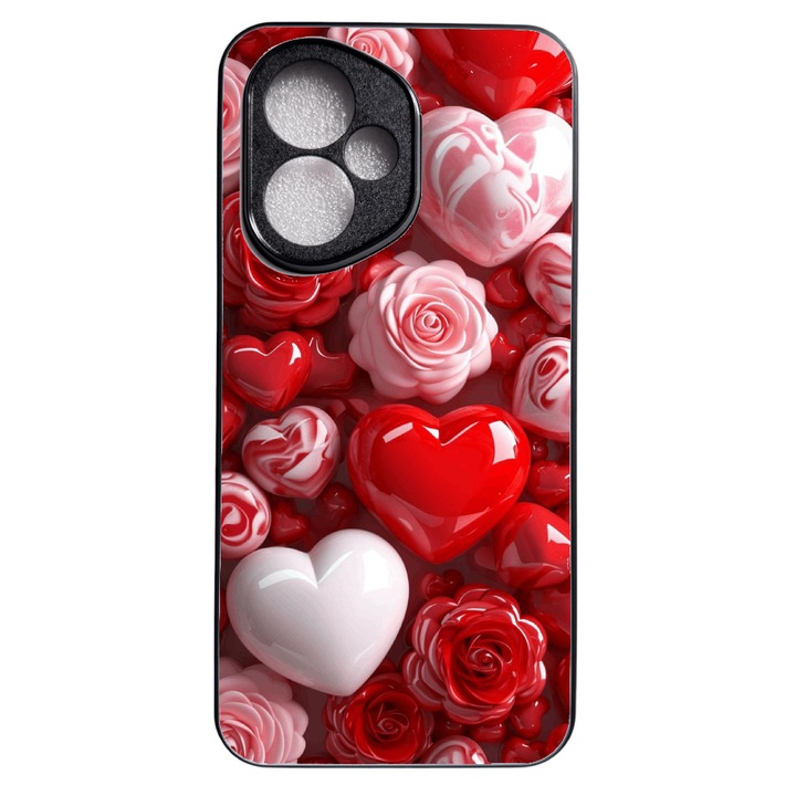 Husa Soft TPU compatibila cu Honor 400, Red Hearts Design