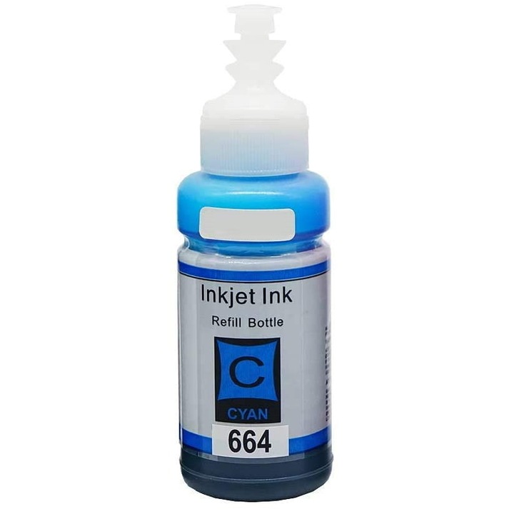 Флакон съвместимо мастило Epson T6642, циан синьо, 100 мл, за Epson EcoTank L100 L110 L120 L121 L130 L1300 L132 L200 L210 L220 L222 L300 L3050 L3060 L3070 L310 L312 L350 L355 L362 L364 L365 L366 L382 L386 L455 L456 L486 L550 L555 L565 L566