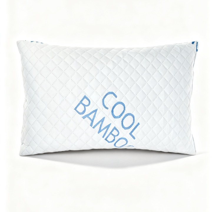 Perna ortopedică, Ayawaska, Bambus, Spumă cu memorie, Husa antibacteriană, alb, 70x50 cm