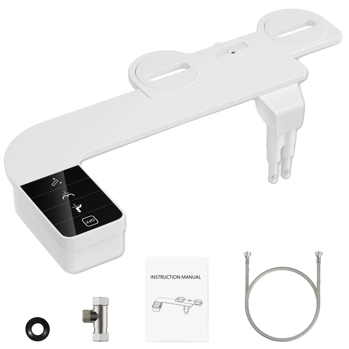 Bidét toldalék, dupla fúvókás, állítható víznyomás, fehér