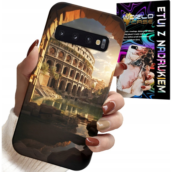 Samsung Galaxy S10 Plus tok, World Case, római Colosseum nyomtatás, szilikon, többszínű