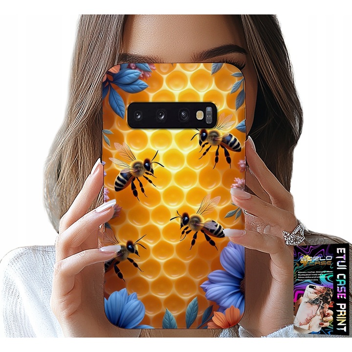 Telefontok, World Case, Samsung Galaxy S10 Plus, méhsejt mintás, szilikon