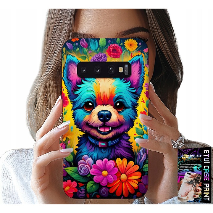 Telefontok, World Case, virágmintás, hátlapvédelem, Samsung Galaxy S10 Plus, szilikon