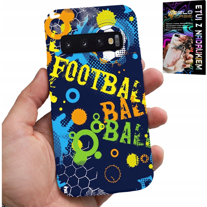 Tok Samsung Galaxy S10 Plus-hoz, World Case, foci, színes nyomtatás, szilikon