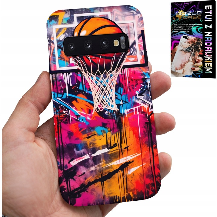 Samsung Galaxy S10 Plus telefontok, World Case, gumi, graffiti nyomtatás, többszínű