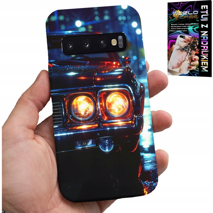 Telefontok, World Case, klasszikus autós design, szilikon, Samsung Galaxy S10 Plus-hoz