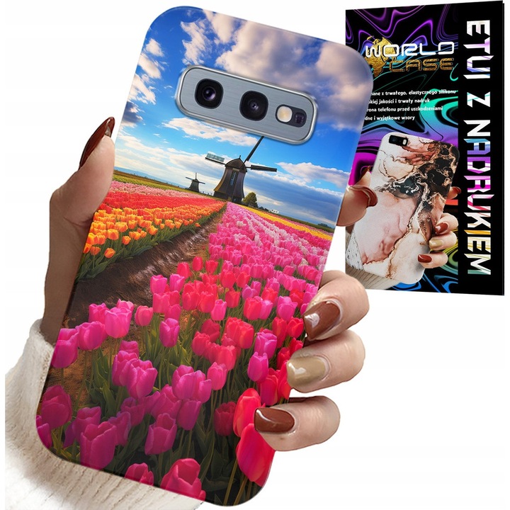Samsung Galaxy S10E tok, World Case, színes tulipánmező, szilikon