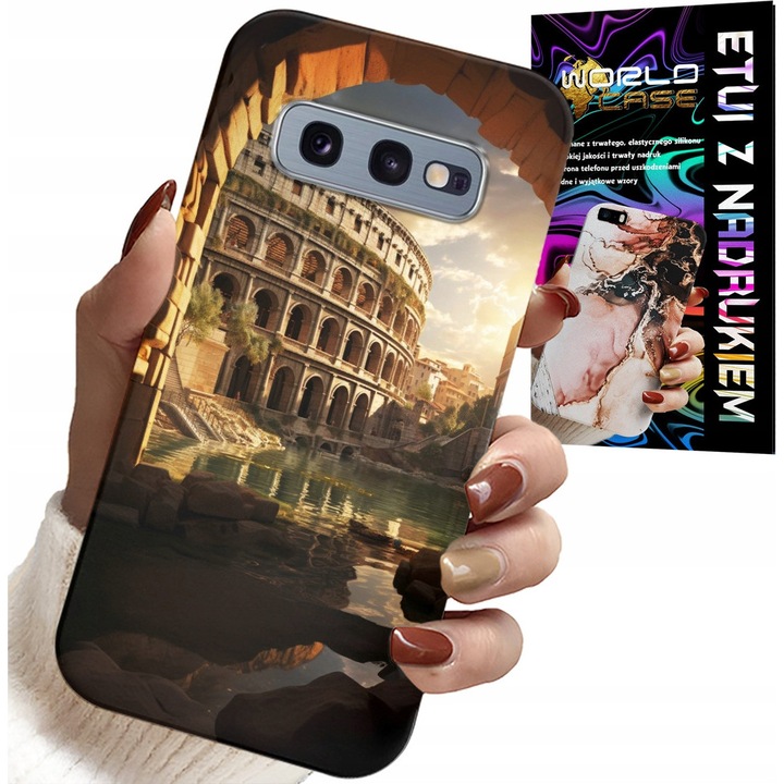 Samsung Galaxy S10E tok, World Case, gumi, színes nyomtatás, római antik