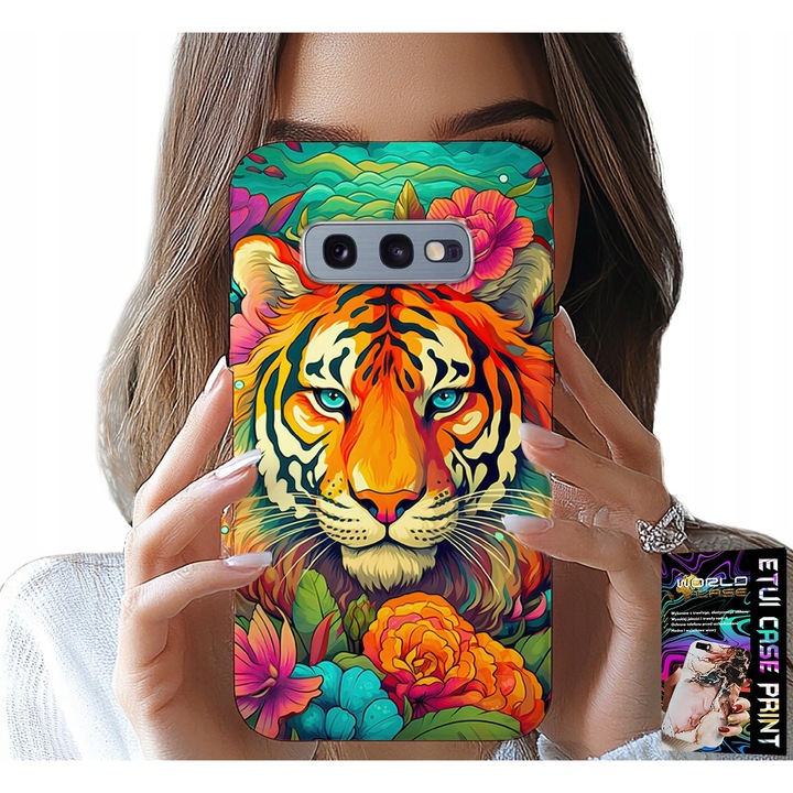 Tok Samsung Galaxy S10E-hez, World Case, tigris, szilikon, színes nyomtatás