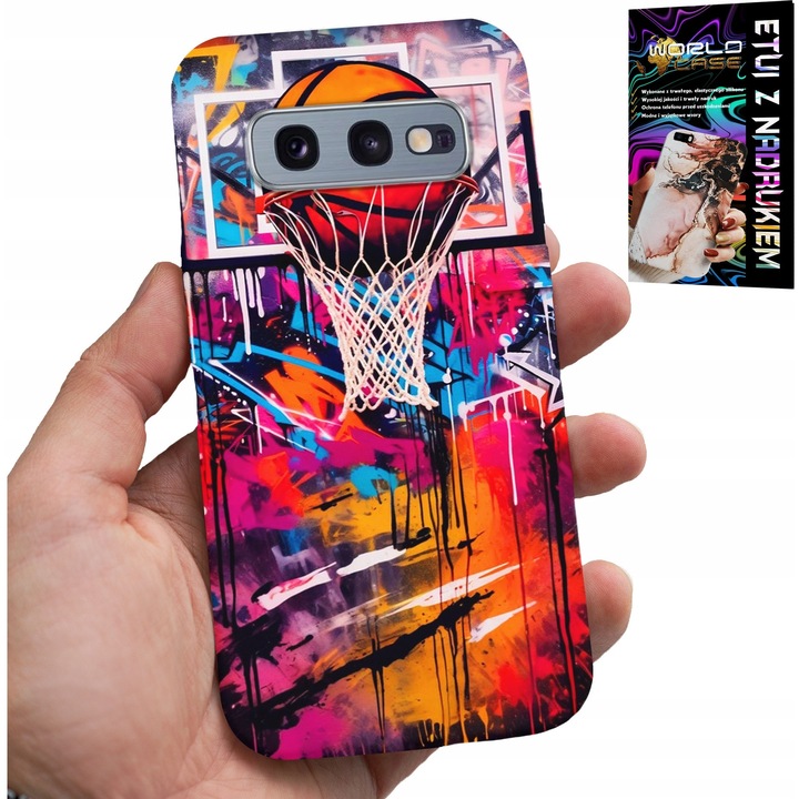 Telefontok Samsung Galaxy S10E-hez, World Case, NBA street graffiti kosárlabda modell, szilikon, többszínű