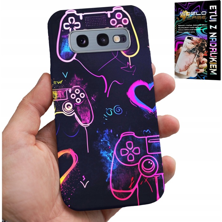 Tok Samsung Galaxy S10E-hez, World Case, szilikon, teljes színű nyomtatás, karcolásvédelem, gamer táska