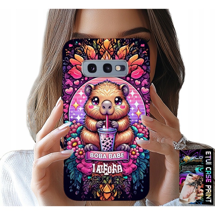 Tok Samsung Galaxy S10E-hez, World Case, aranyos Capybara Sheik dizájnnal, szilikon, többszínű