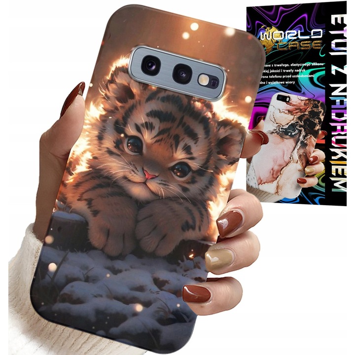 Tok Samsung Galaxy S10E-hez, World Case, Sweet Tiger mintás, szilikon, sok színben