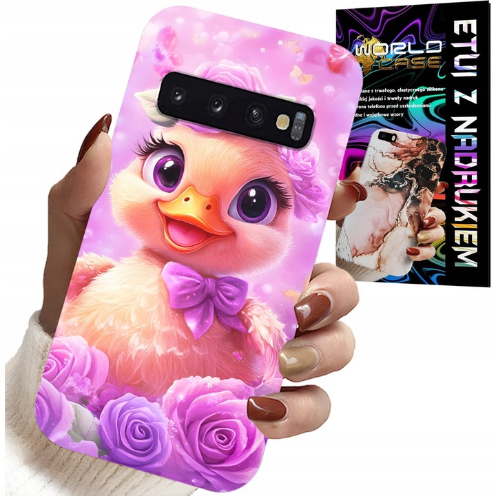 Telefontok, World Case, Aranyos patkány, rózsaszín háttér, Szilikon, Samsung Galaxy S10