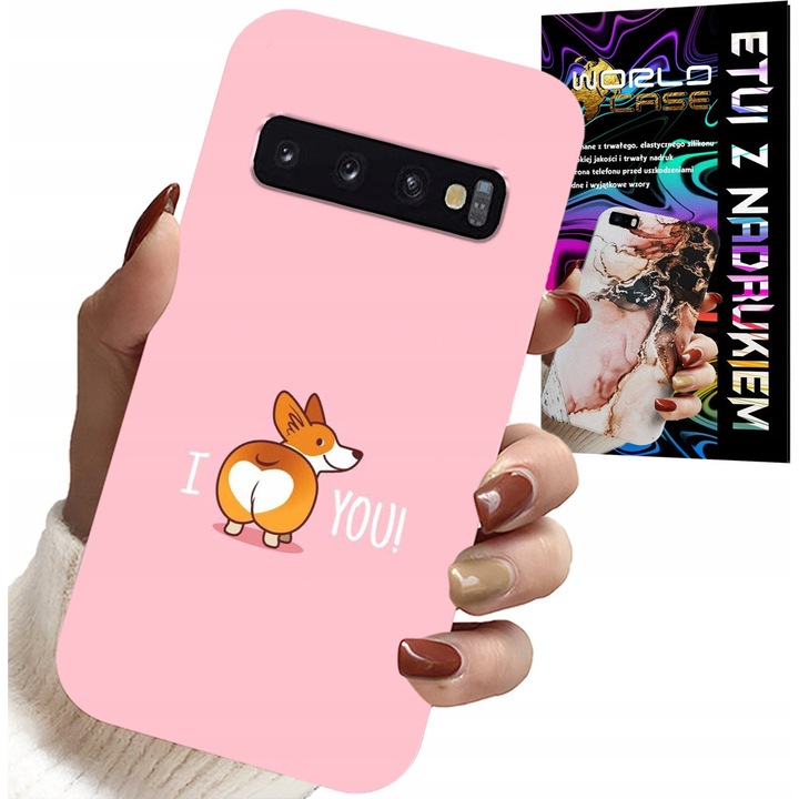 Tok Samsung Galaxy S10 Plus-hoz, World Case, vicces mintával, szilikon, 0,2 cm