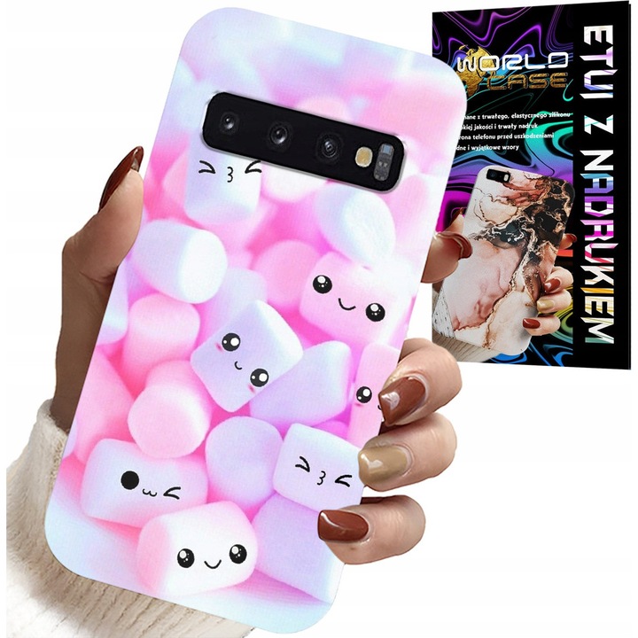Samsung Galaxy S10 Plus tok, World Case, Sweet Marshmallow design, szilikon, többszínű