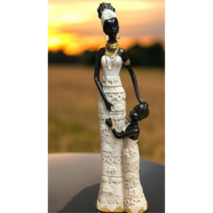 Elegáns afrikai anya és gyermek szobor – a szeretet és a hagyomány szimbóluma