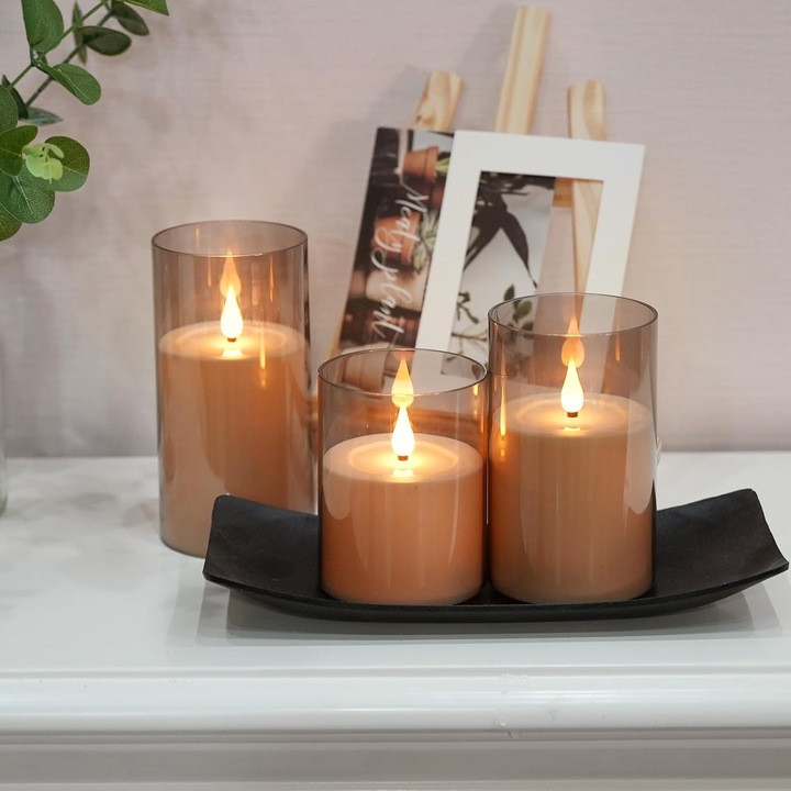 3 darab láng nélküli LED gyertya szett, távirányítóval és időzítővel