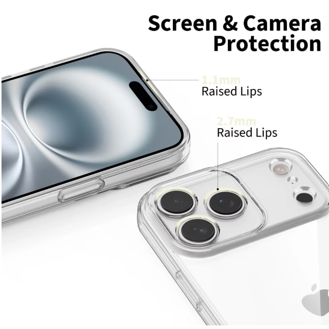 Husa protectie Mat-Tech compatibila cu iPhone 17 Pro Max, Anti-soc, 2MM, Protectie Camera, Decupaje Precise, Rezistenta la impact, Margini ridicate pentru protectia ecranului, Transparenta