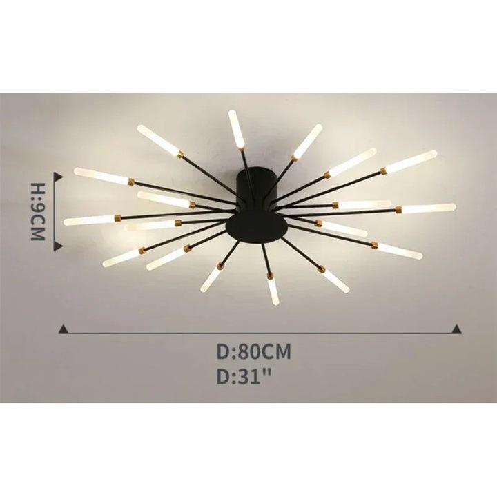 Модерна висяща лампа, 18 глави, LED осветление, черна, 15-30м